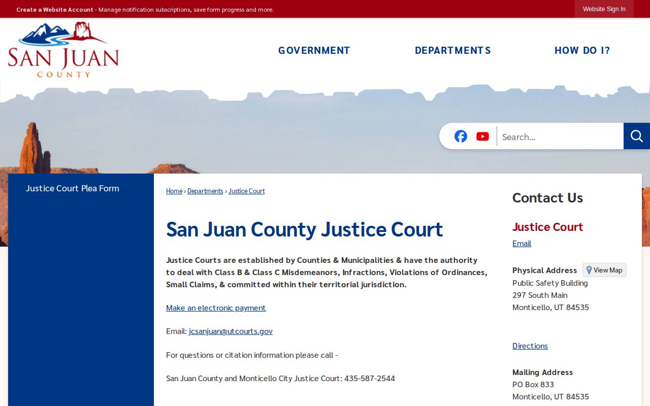 San Juan County justice court release record route near Navajo Nation