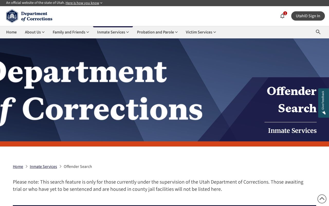 Utah corrections search for San Juan County released inmates