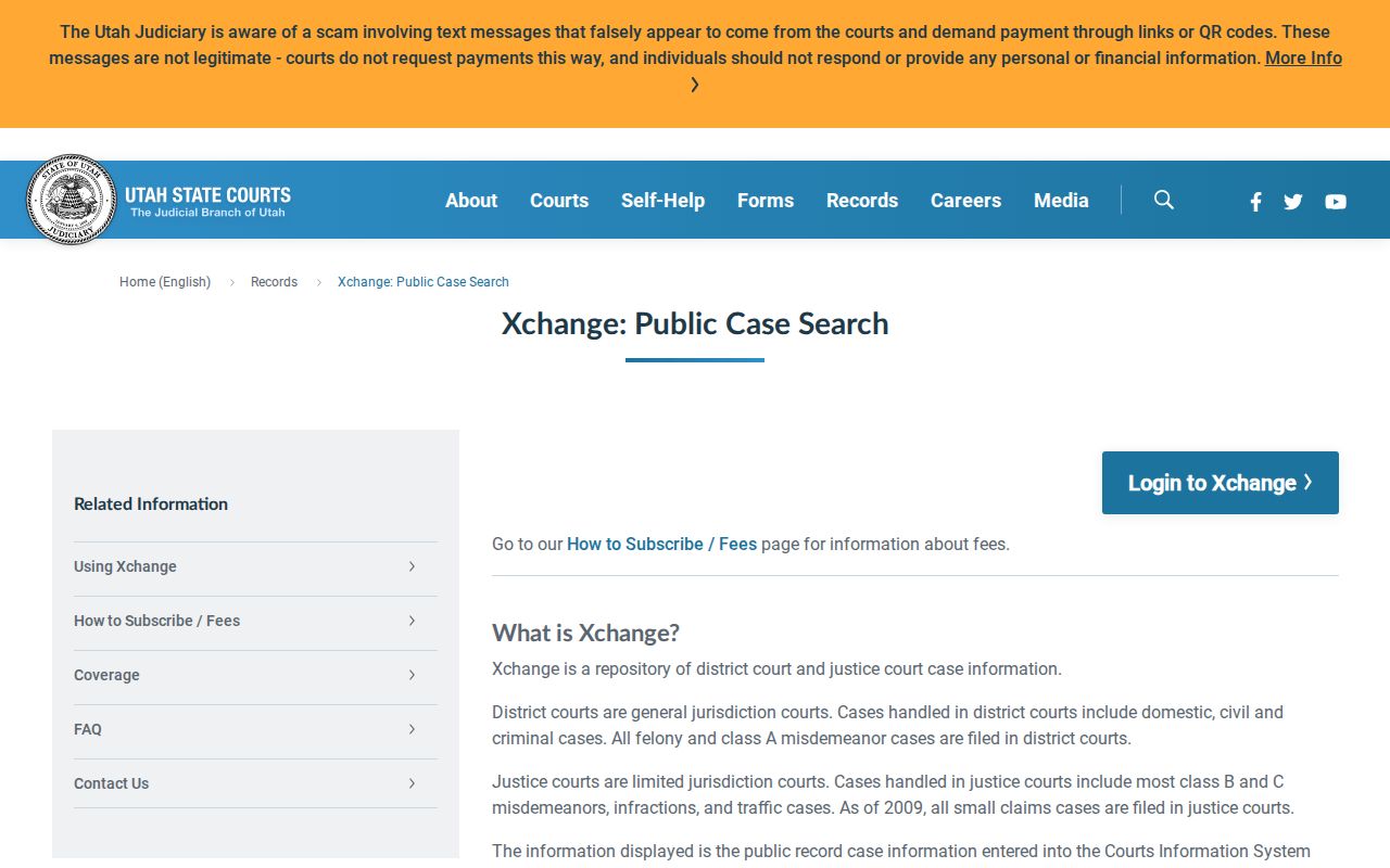 Utah Xchange court records for San Juan County release cases